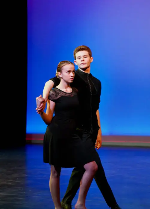 Youth dancers on stage showing off their Youth dance lessons.