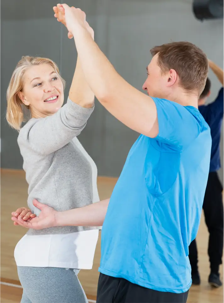 A couple doing social ballroom dancing