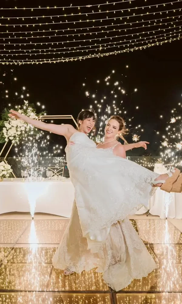 Two women dancing after taking wedding dance lessons denver